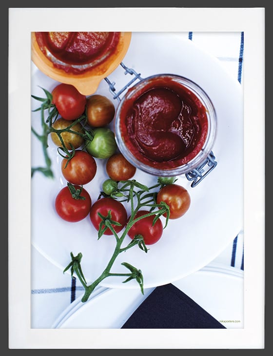 ketchup plakat i mat sort ramme passepartout